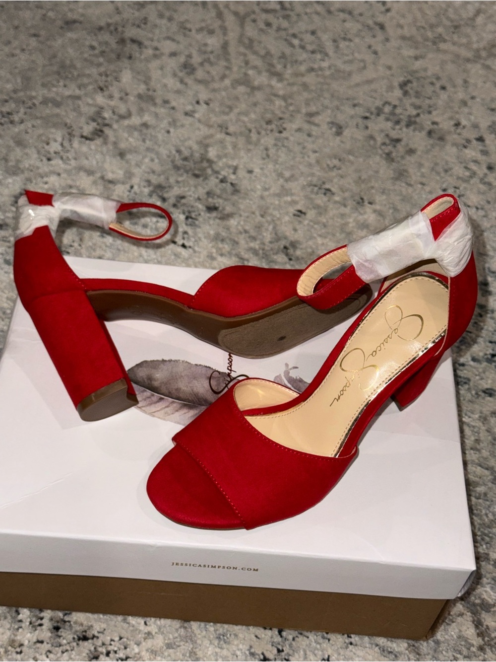 Jessica Simpson Scarlet Red Ankle-Strap Block Heel Sandals